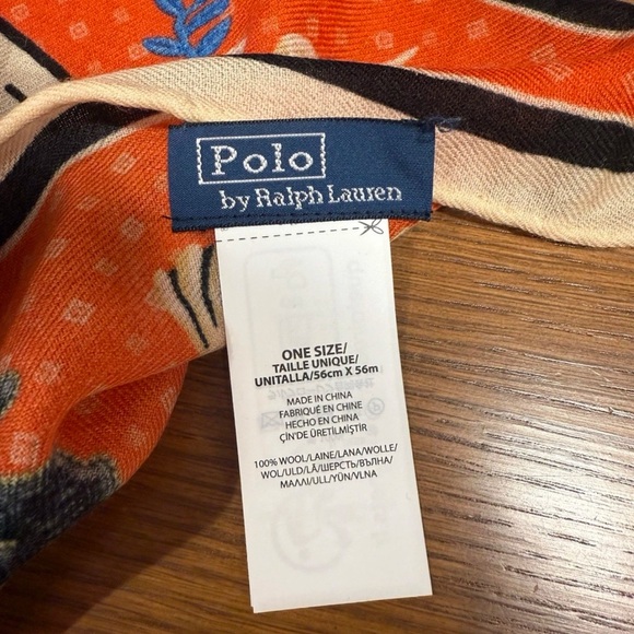 Polo Ralph Lauren RARE Polo Bear 100% Wool Scarf, Red Multi - Picture 4 of 7